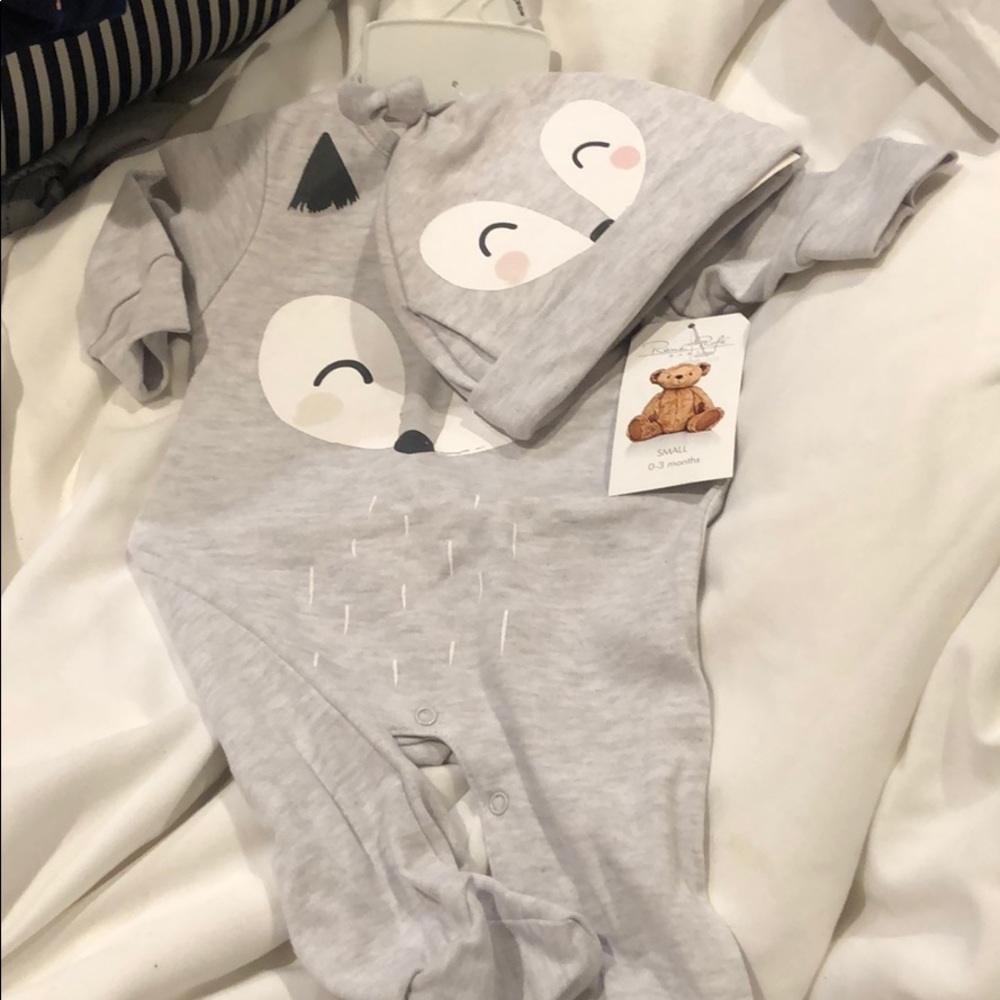 Footie outfit with matching hat